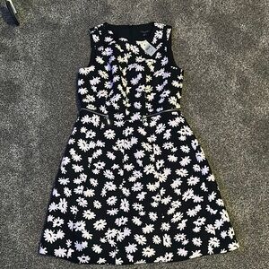 Ann Taylor Black and White Floral Casual Dress